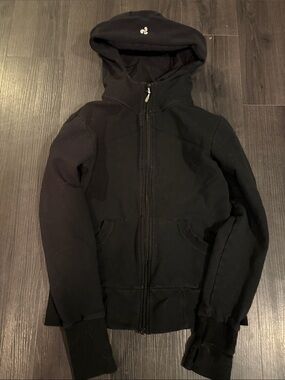 Triple flip customized Black Zip Hoodie with White Logo Detail